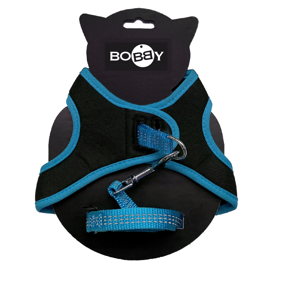 Pack mini harnais avec laisse pour chat, coloris bleu - XS