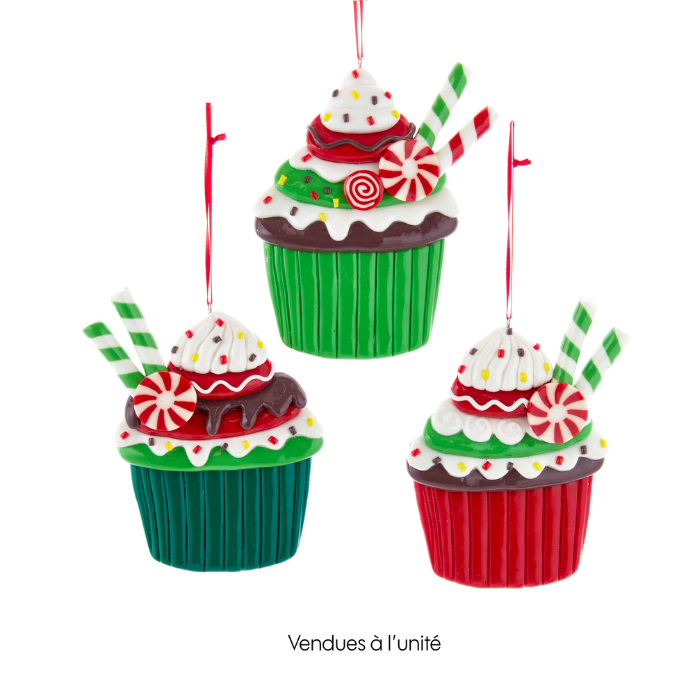 Suspension noël cupcake multicolore H 14 cm