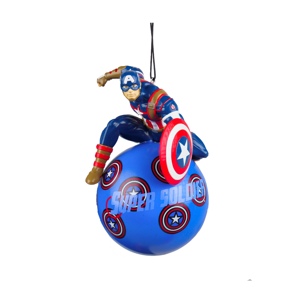 Suspension de Noël : boule en résine Captain America 3D - H.13cm