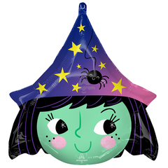 Ballon Halloween feuille alu sorcière mignonne