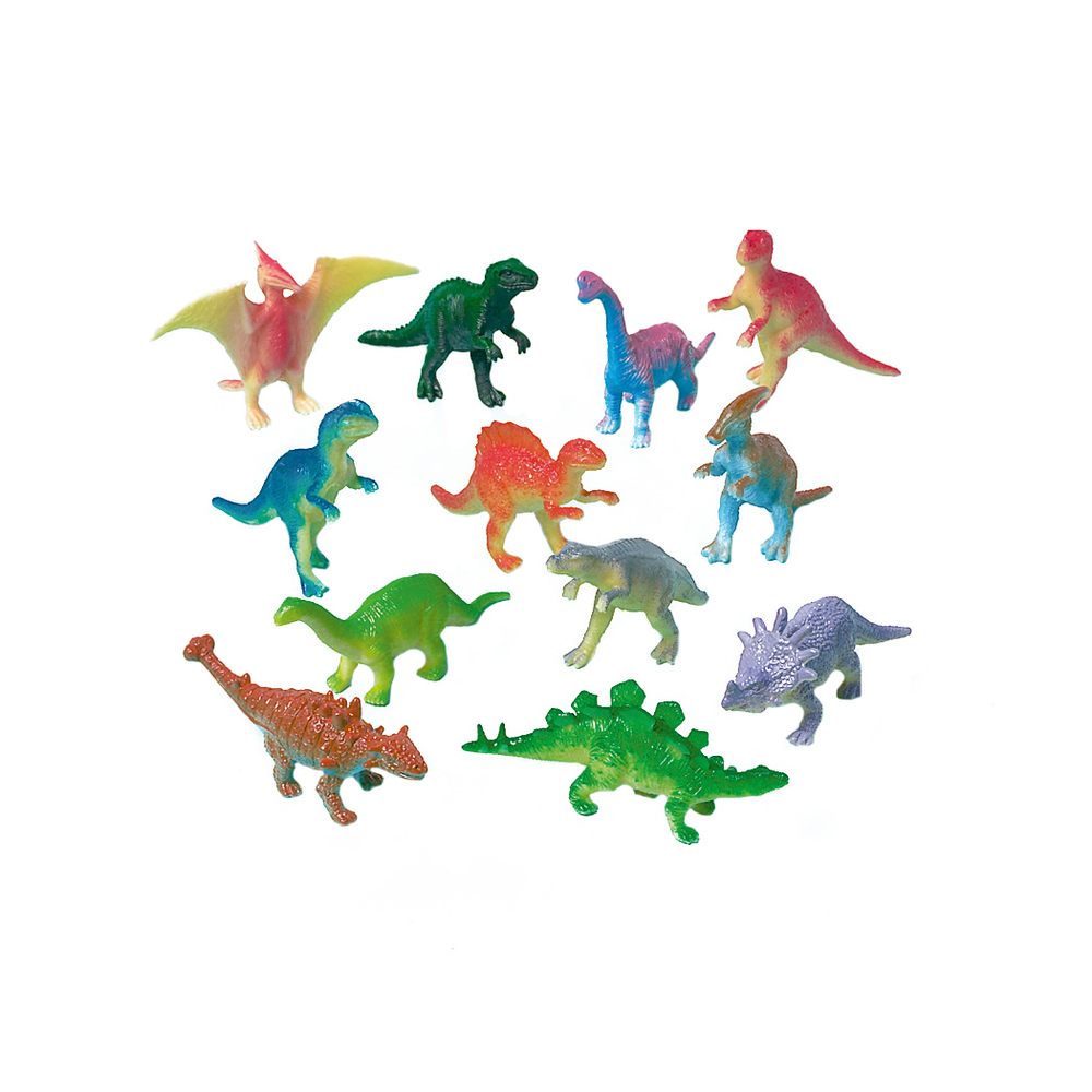 Mini dinosaures en plastique aux coloris variés - x12 pcs