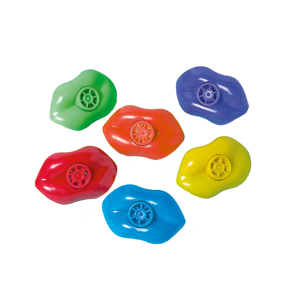 Sifflets en plastique aux coloris variés - x12 pcs