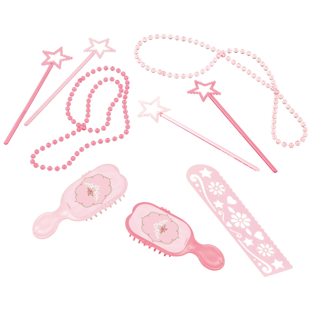 kit d'accessoires en plastique rose pour petites princesses - 24 pcs