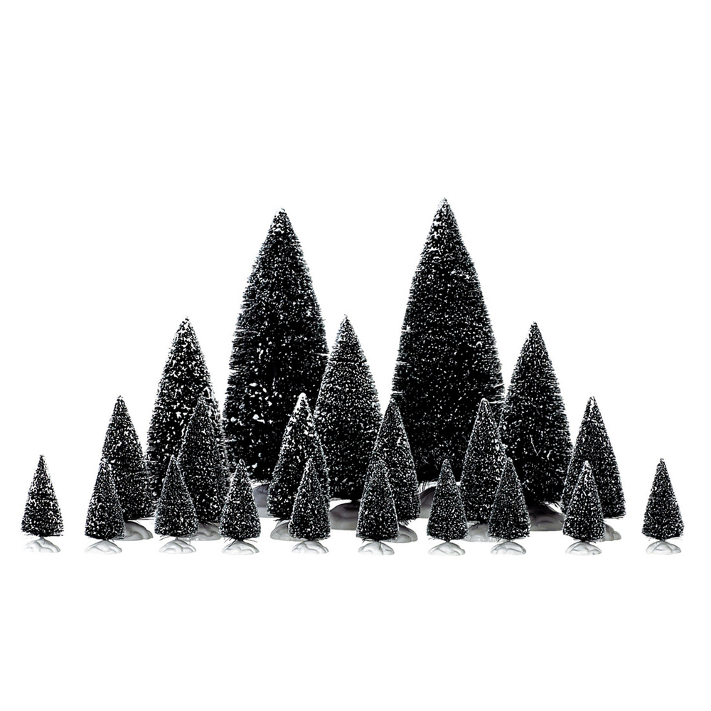 Ensemble de 21 sapins miniatures verts pour déco de villages de Noël