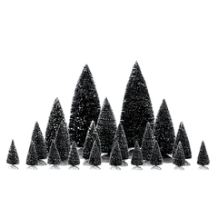Ensemble de 21 sapins miniatures verts pour déco de villages de Noël