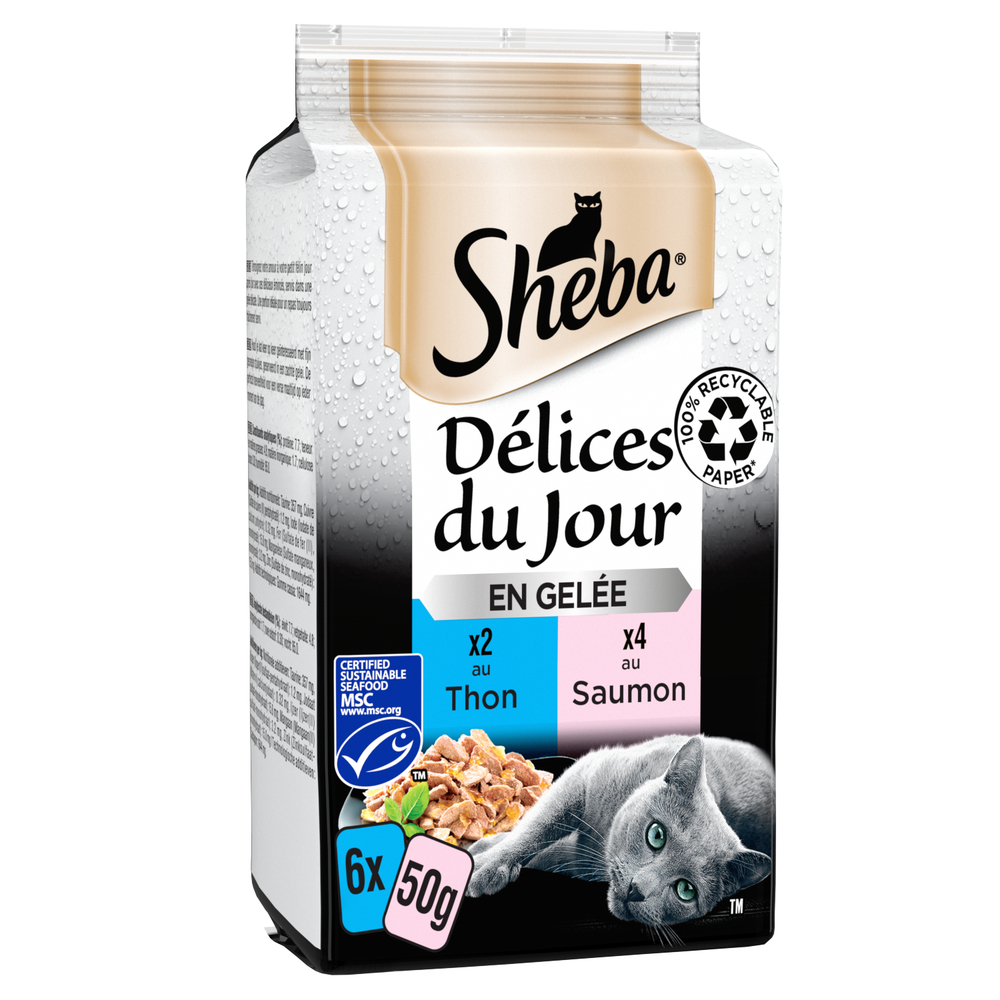Délices du Jour aux poissons - en gelée 6x50g pour chat
