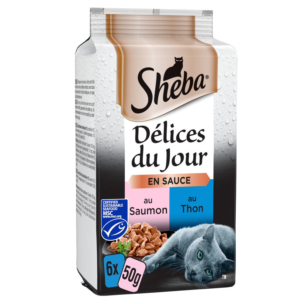 Délices du Jour saumon & thon MSC - Sauce 6x50g pour chat