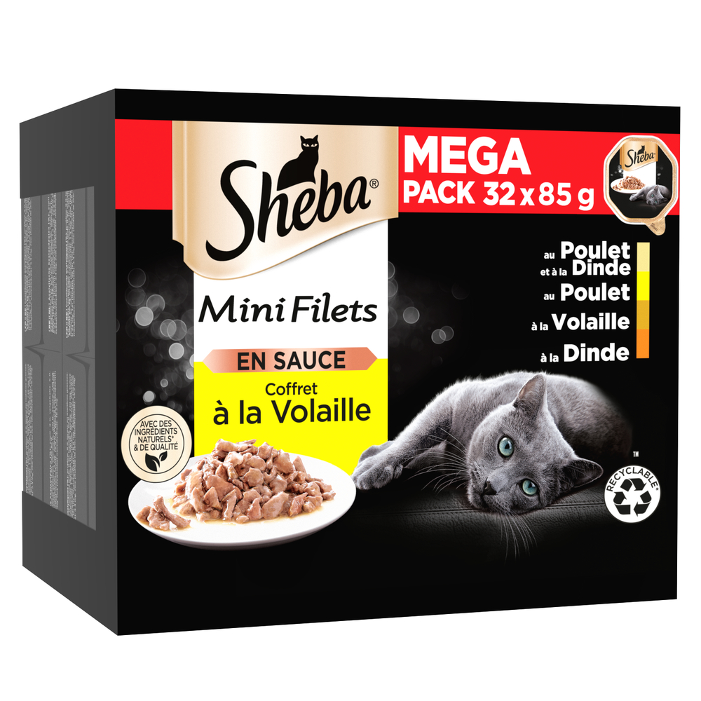 Mini filets en sauce - coffret à la volaille pour chat 32x85g
