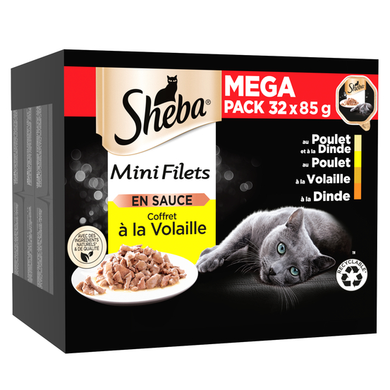 Mini filets en sauce - coffret à la volaille pour chat 32x85g