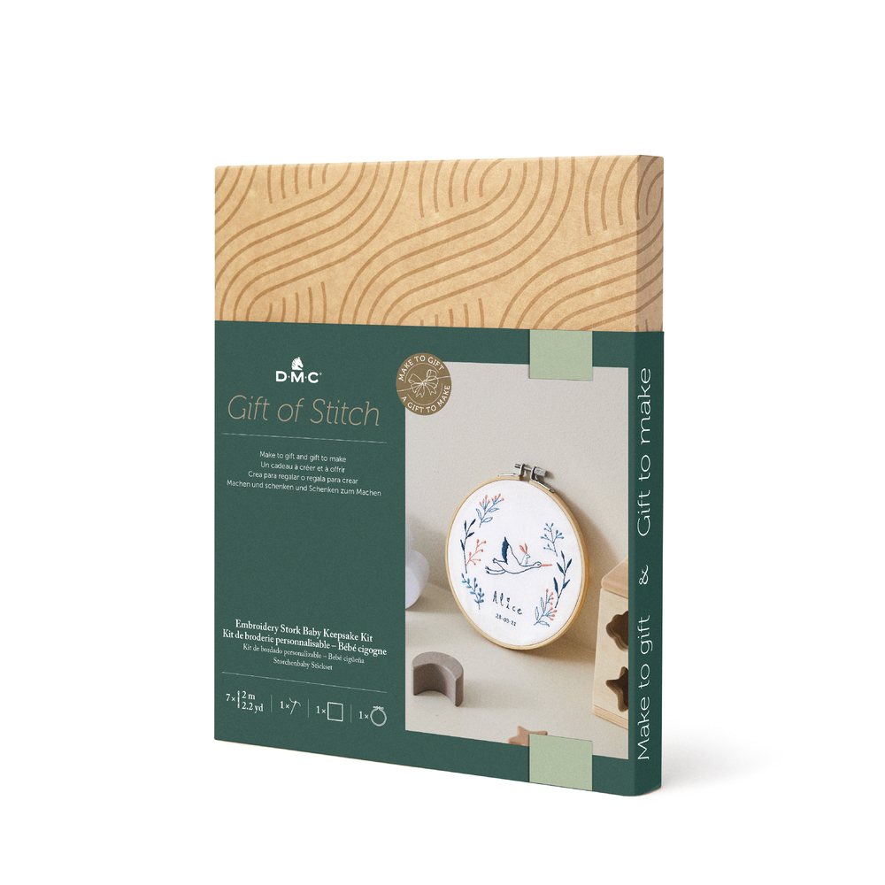 Kit broderie à personnaliser : bébé - cigogne