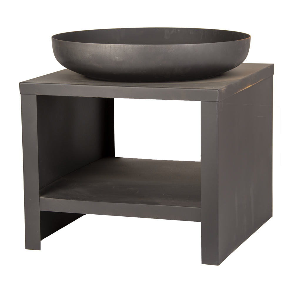 Brasero noir avec rangement pour le bois D60cm