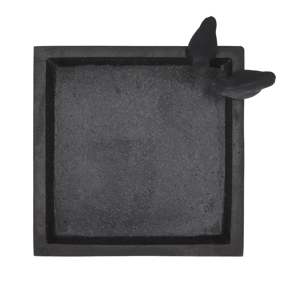 Bain d'oiseaux de jardin carré Terrazzo L.31,7x l.31,7x H.12,4 cm