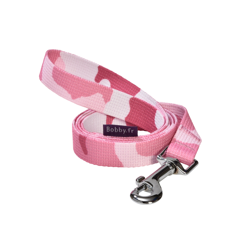 Laisse pour chien, camouflage rose L