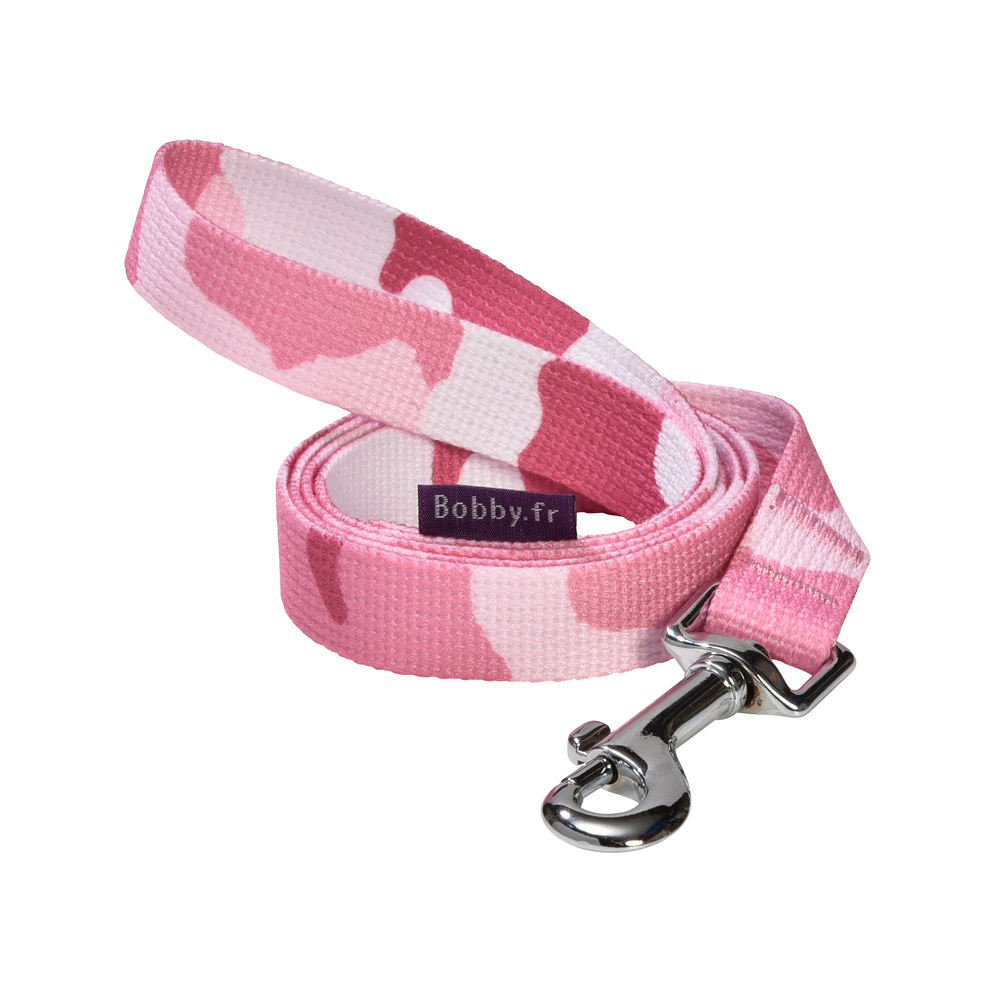 Laisse pour chien, camouflage rose XS 