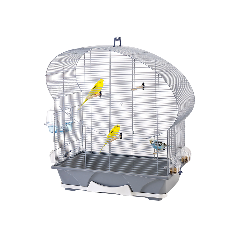 cage petit oiseau Ellipse 50 argent/gris 70x38x75cm