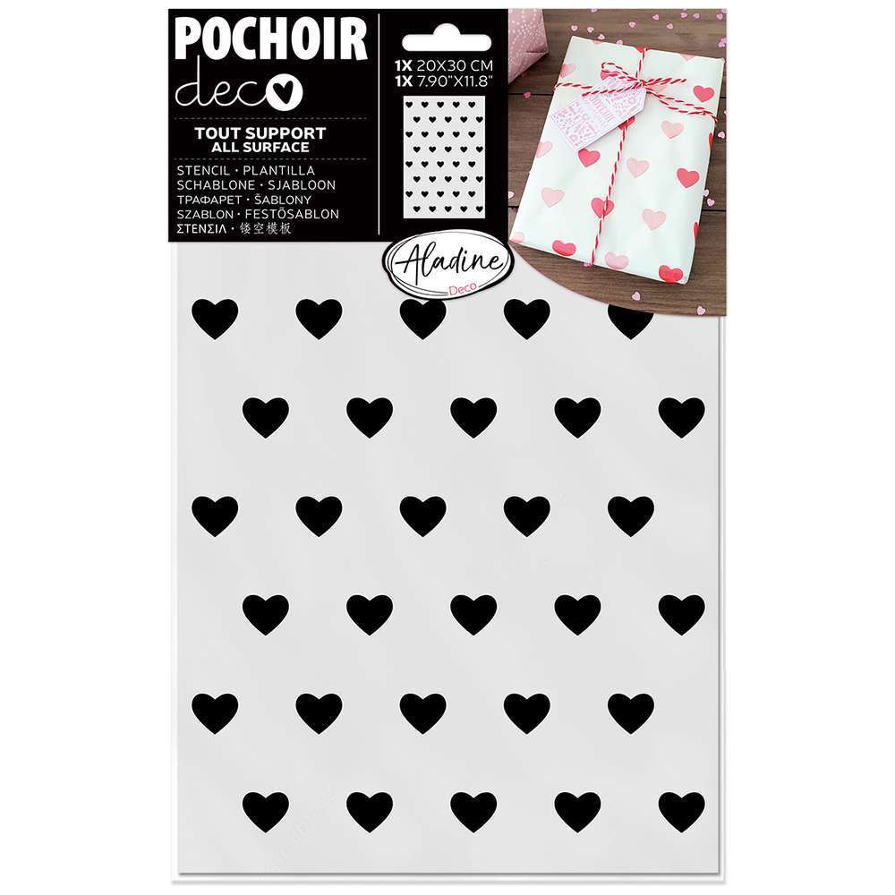 Pochoir déco tous supports coeurs