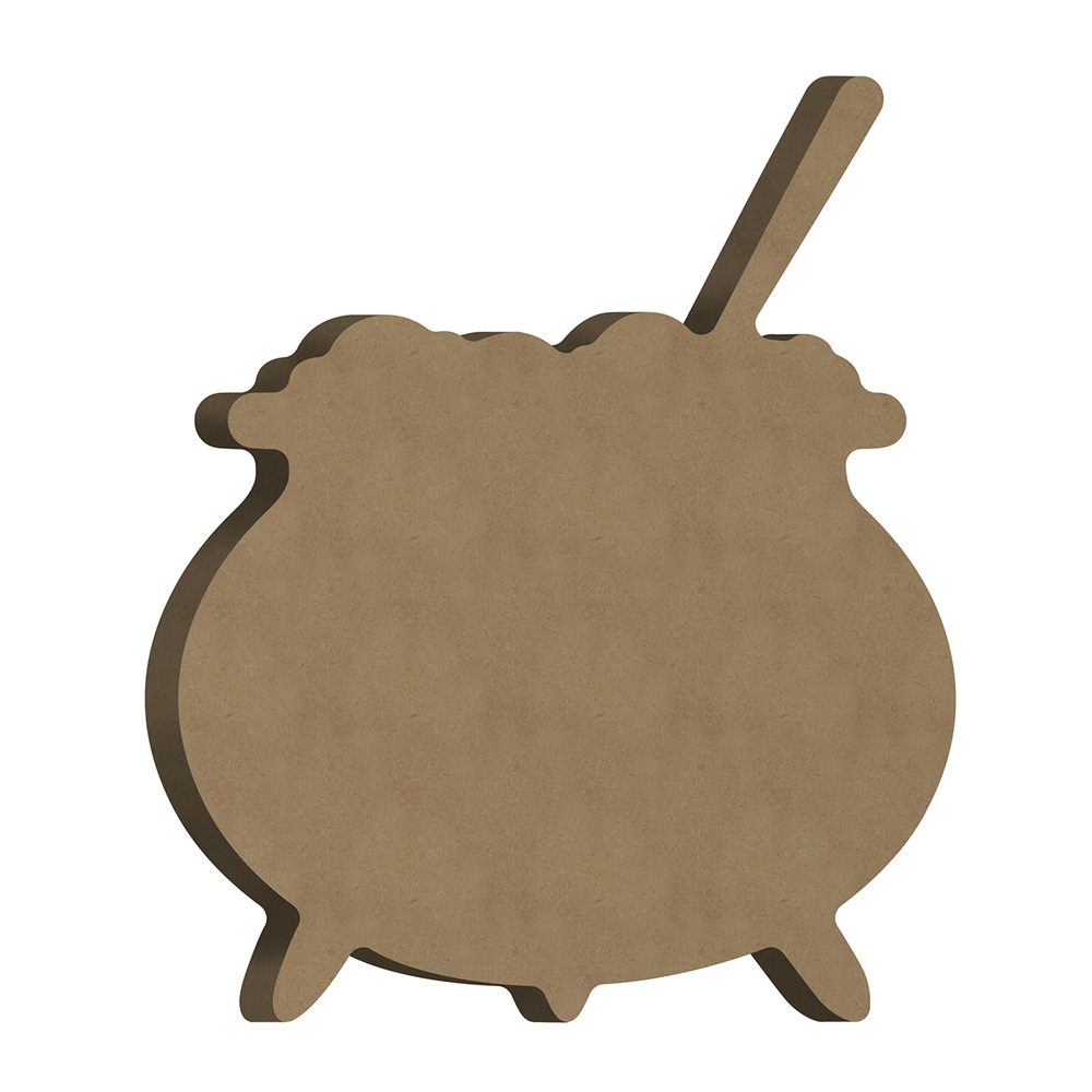 Décor Halloween en bois à customiser : Chaudron en bois 15x18cm