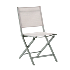 Chaise pliante ERIS en aluminium et toile vert chiné - 57x47x88 cm
