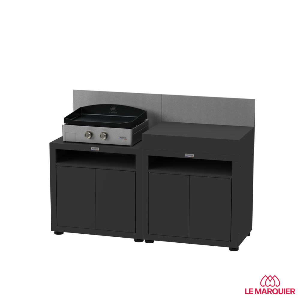 Cuisine extérieure 2 éléments avec crédences - noir