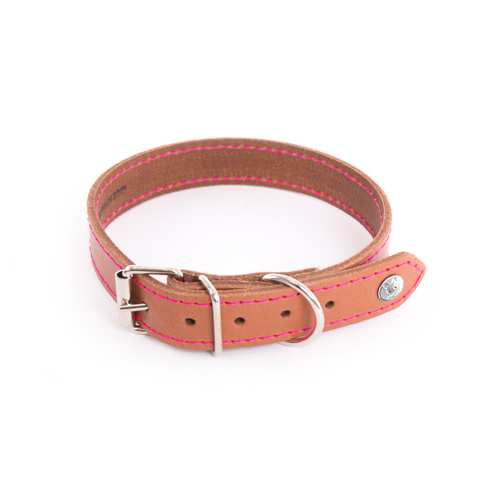 Collier Flash pour chien T.47 Cognac/Rose