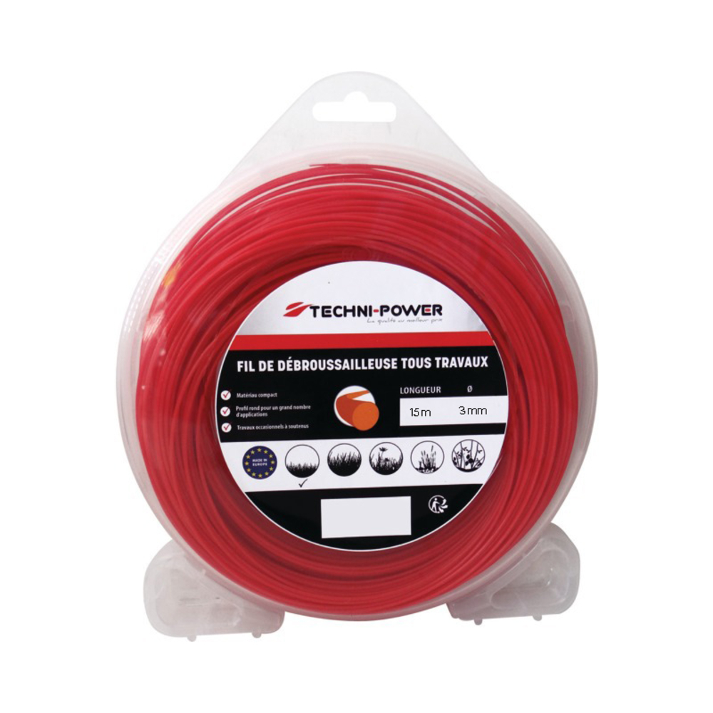 Fil de debroussailleuse rond ø 3 mm blister de 15m techni-power