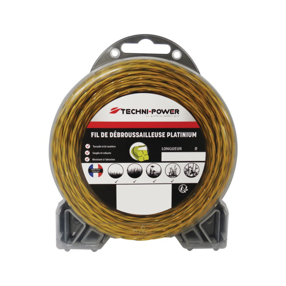 Fil de debroussailleuse torsade platinium ø 2 mm / 15 m techni-power