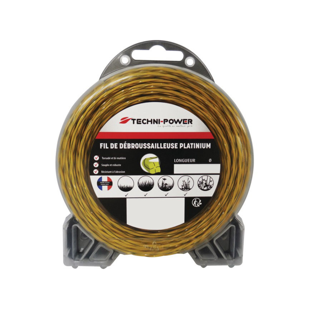 Fil de debroussailleuse torsade platinium ø 2,4 mm / 15 m techni-power