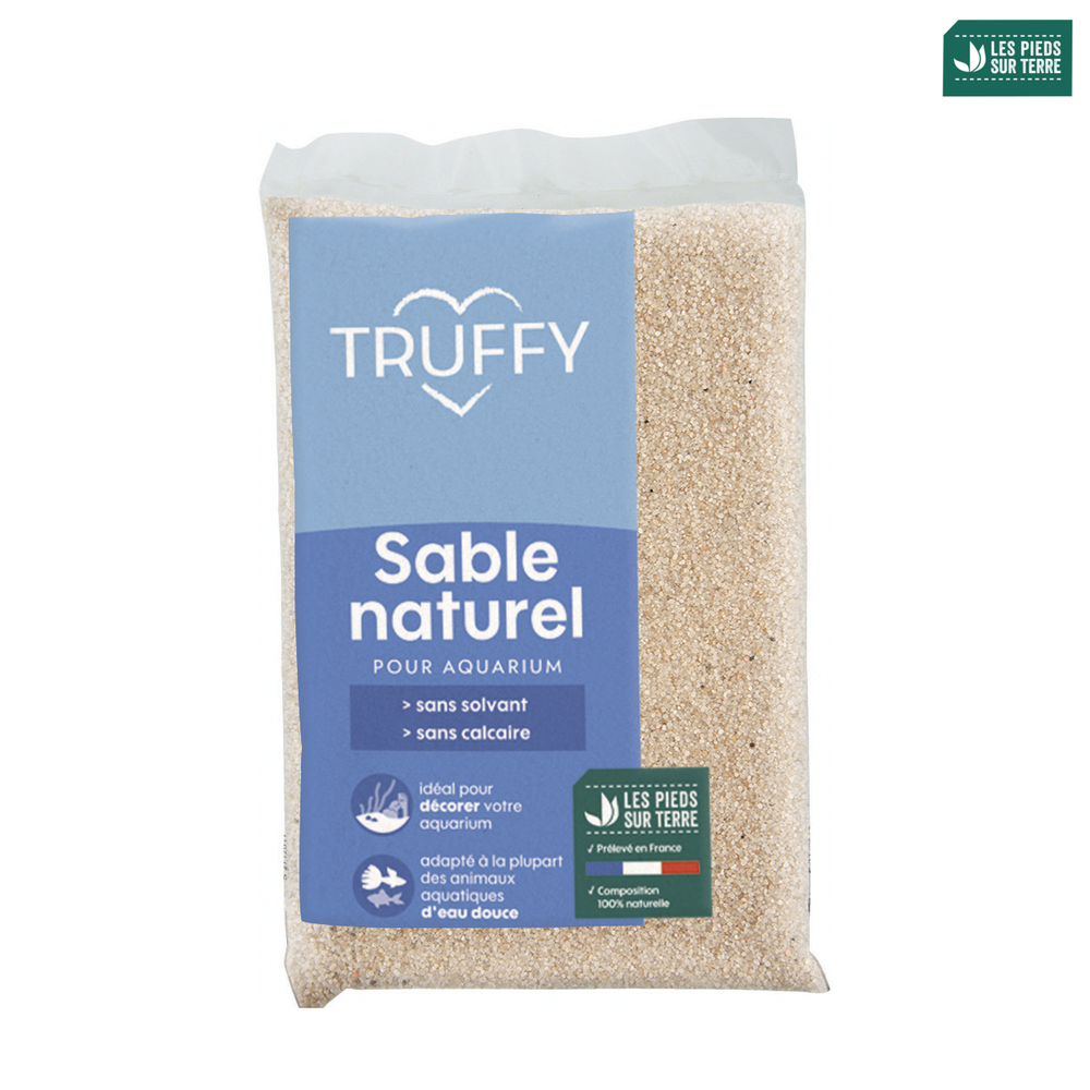 Sable naturel pour aquarium d'eau douce Truffy blanc fin 1kg