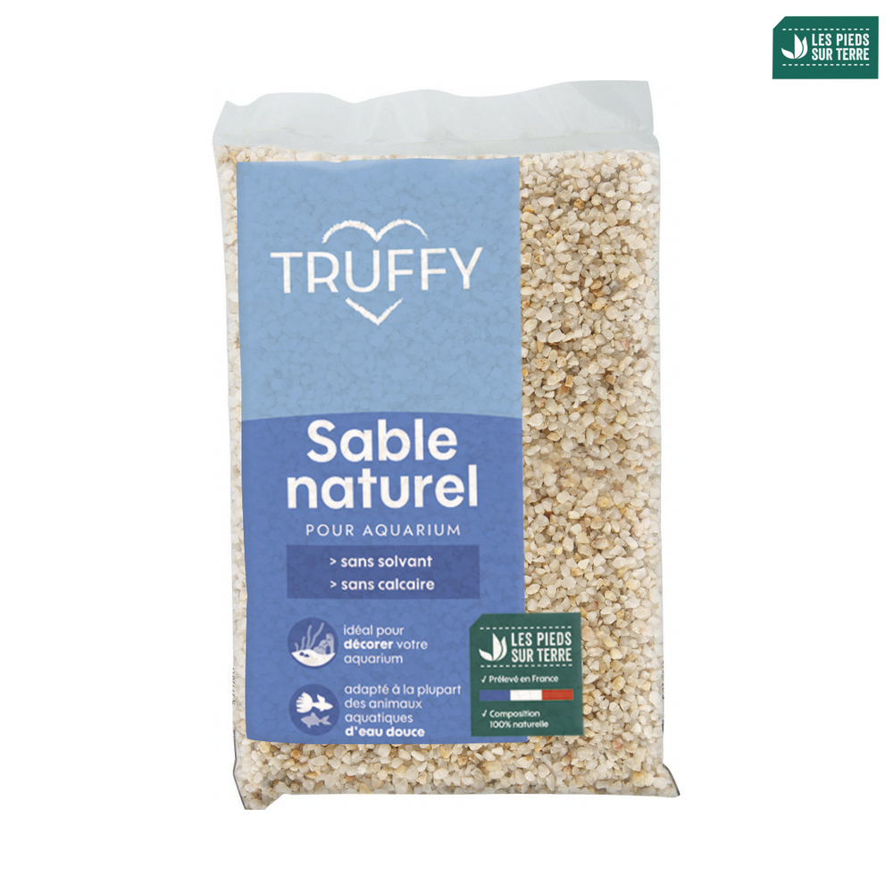 Sable naturel pour aquarium d'eau douce Truffy blanc 1kg