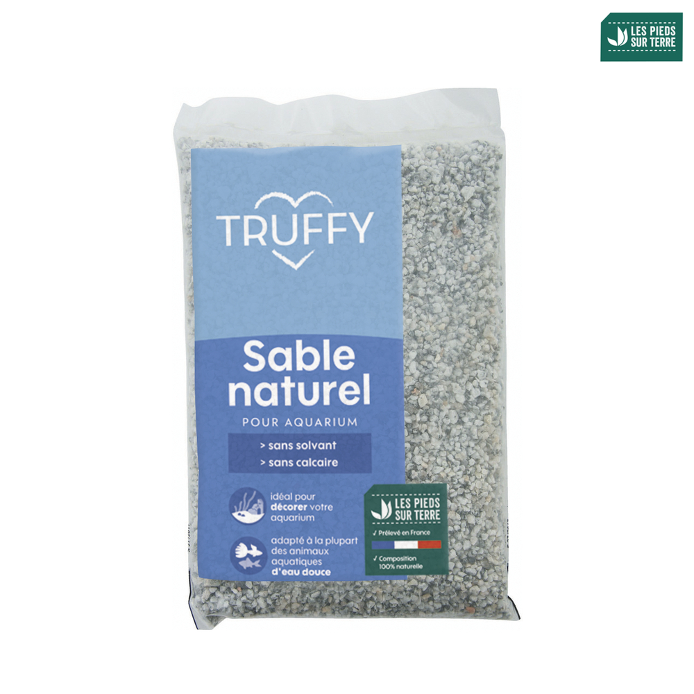 Sable naturel pour aquarium d'eau douce Truffy blanc/noir 1kg