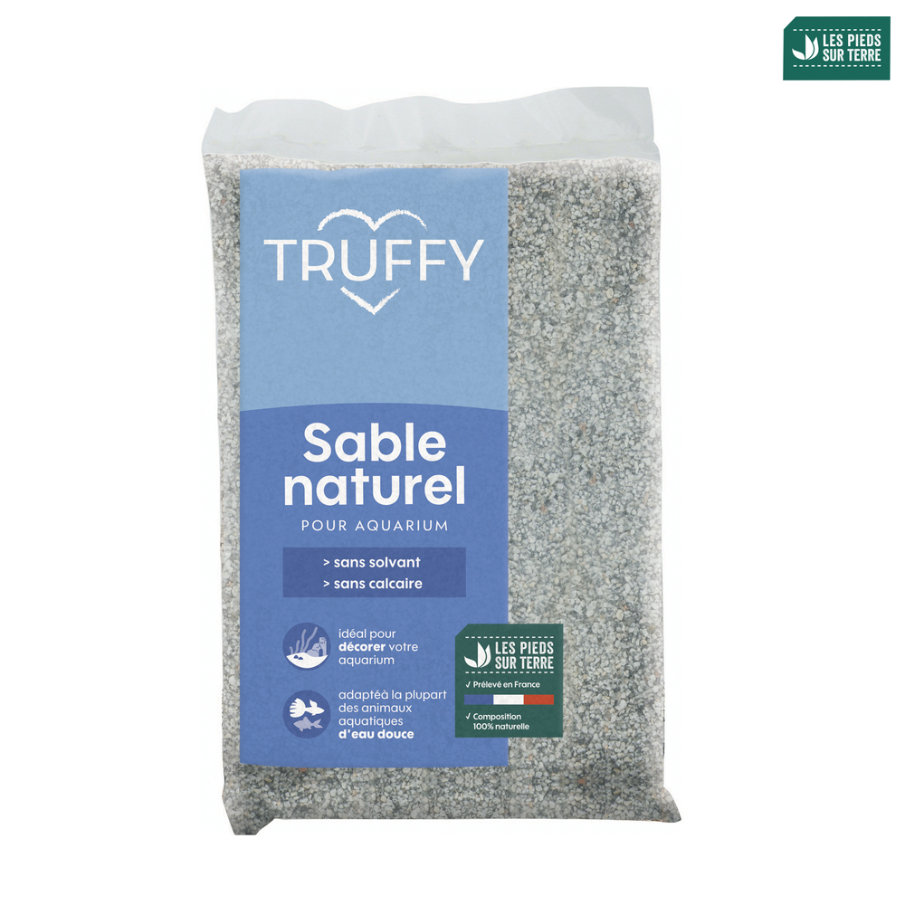 Sable naturel pour aquarium d'eau douce Truffy blanc/noir 5kg