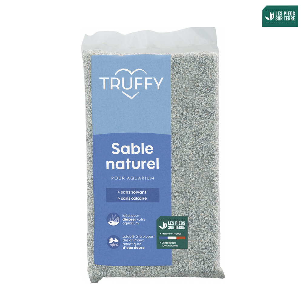 Sable naturel pour aquarium d'eau douce Truffy blanc/noir 12kg