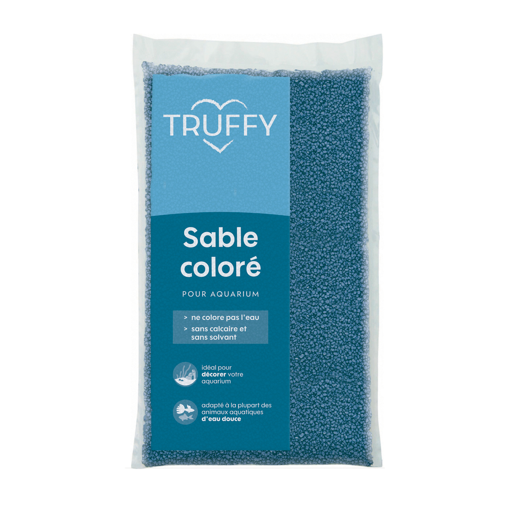 Sable coloré pour aquarium d'eau douce Truffy bleu 12Kg