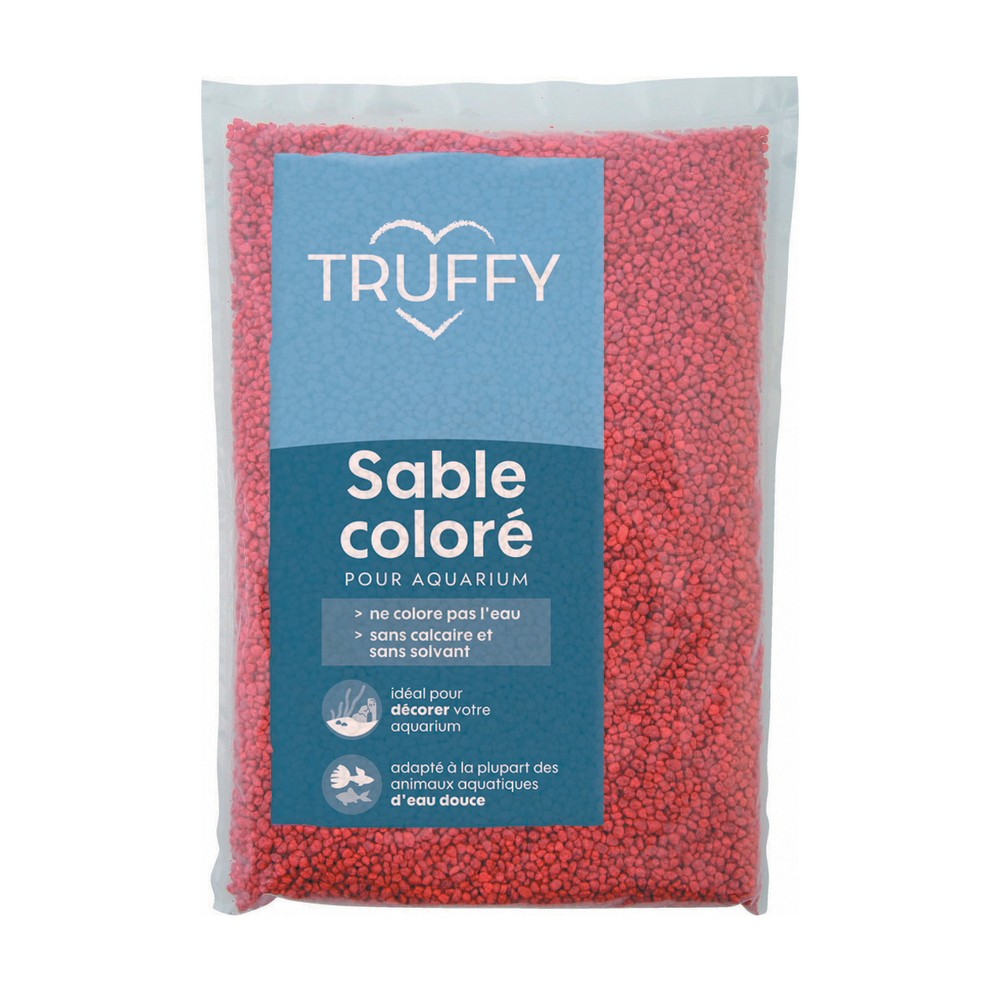 Sable coloré pour aquarium d'eau douce Truffy rouge 1Kg