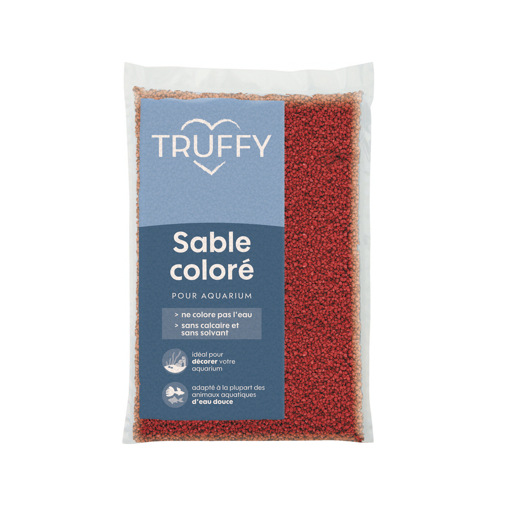 Sable coloré pour aquarium d'eau douce Truffy rouge 5Kg