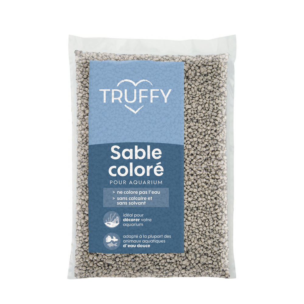 Sable coloré pour aquarium d'eau douce Truffy gris 1Kg