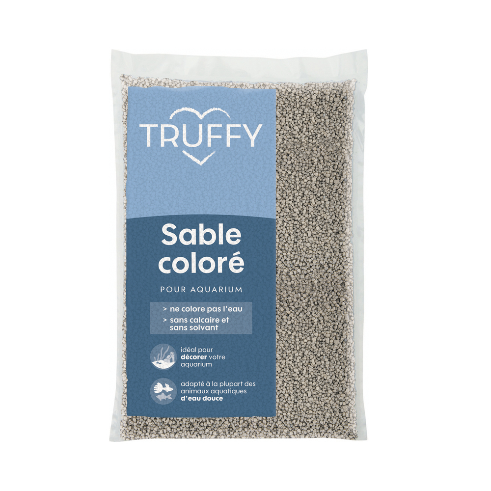 Sable coloré pour aquarium d'eau douce Truffy gris 5Kg