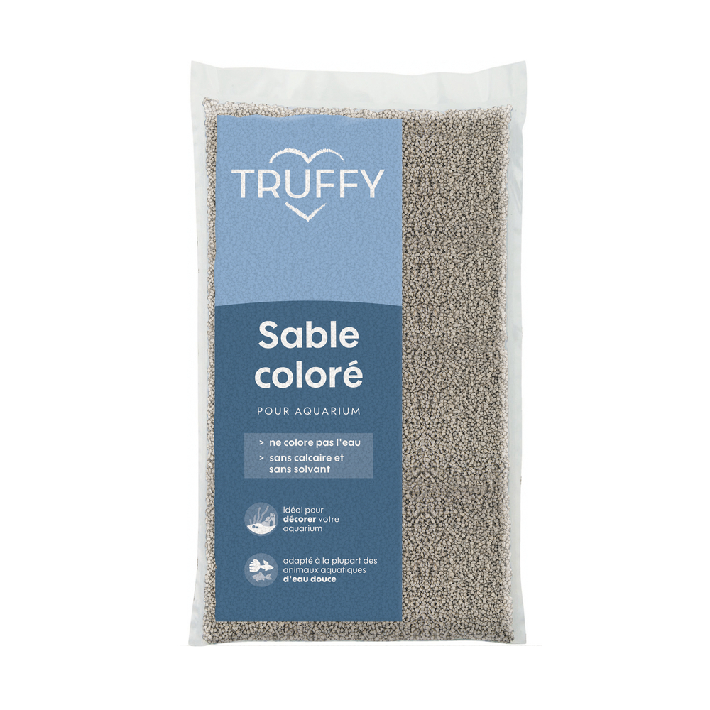 Sable coloré pour aquarium d'eau douce Truffy gris 12Kg