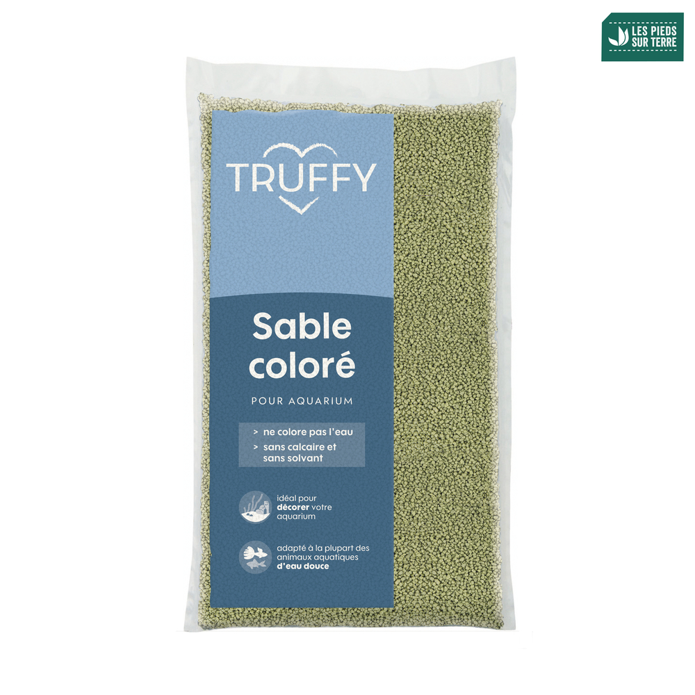 Sable coloré pour aquarium d'eau douce Truffy vert 12Kg