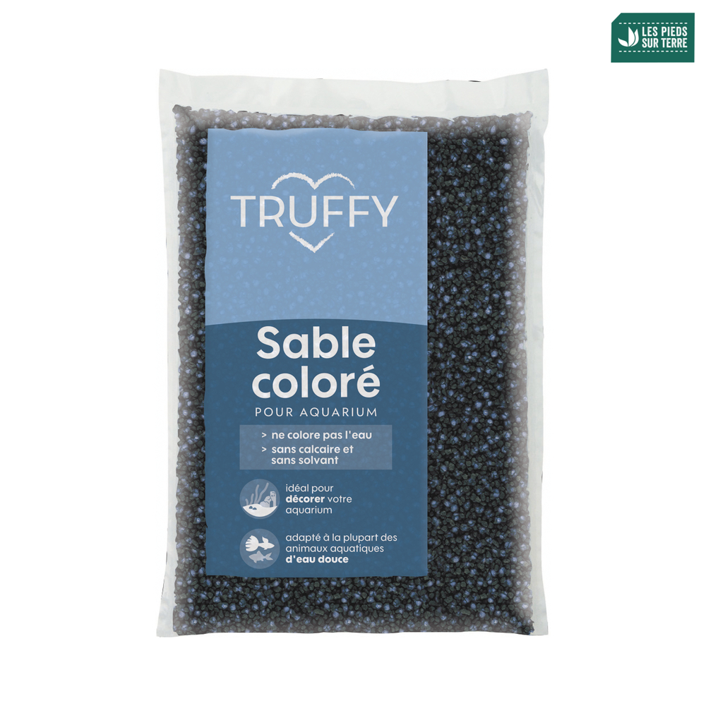 Sable coloré pour aquarium d'eau douce Truffy bleu/noir 1Kg
