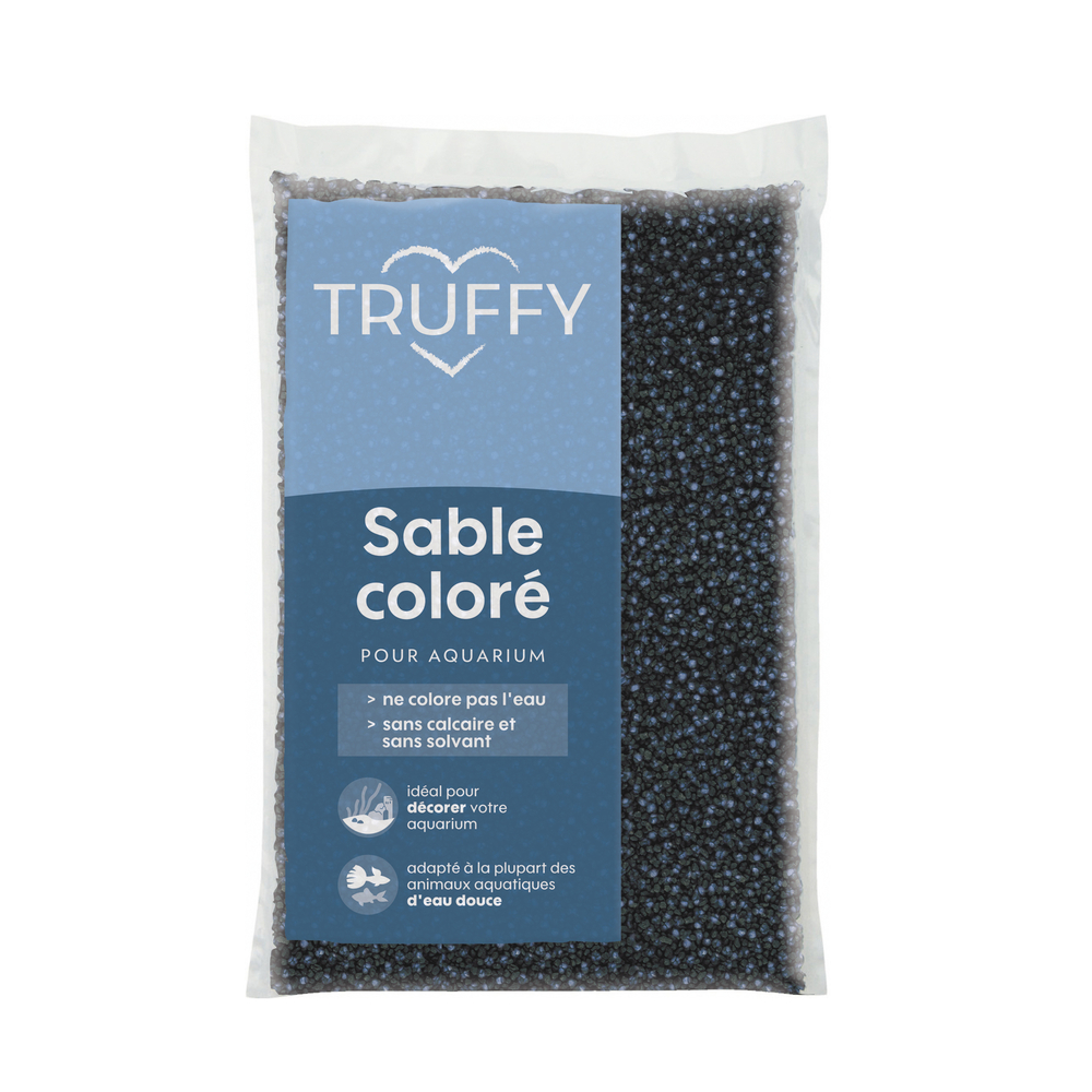 Sable coloré pour aquarium d'eau douce Truffy bleu/noir 5Kg