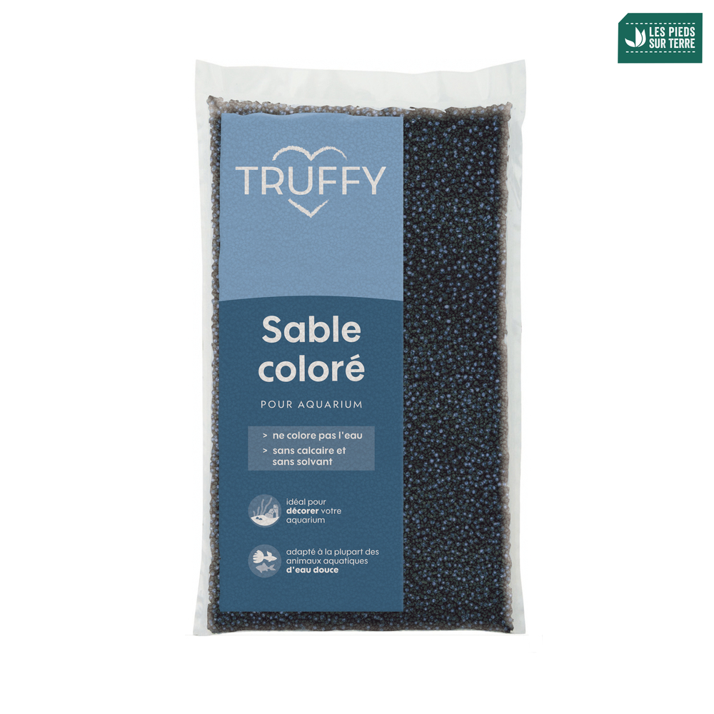 Sable coloré pour aquarium d'eau douce Truffy bleu/noir 12Kg
