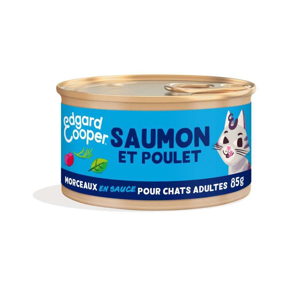 Morceaux en sauce au saumon et poulet pour chats adultes 85g