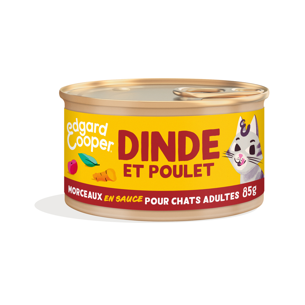 Morceaux au poulet et dinde en sauce pour chats adultes 85g