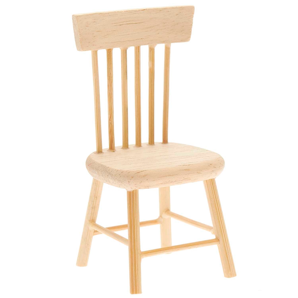 Chaise miniature en bois naturel pour maison de poupée - 8,5X4,5X4 cm