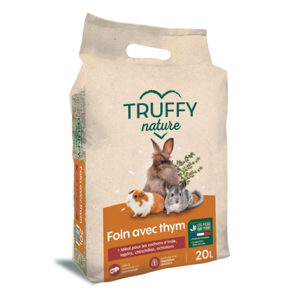 Foin avec thym pour petits animaux herbivores 20L