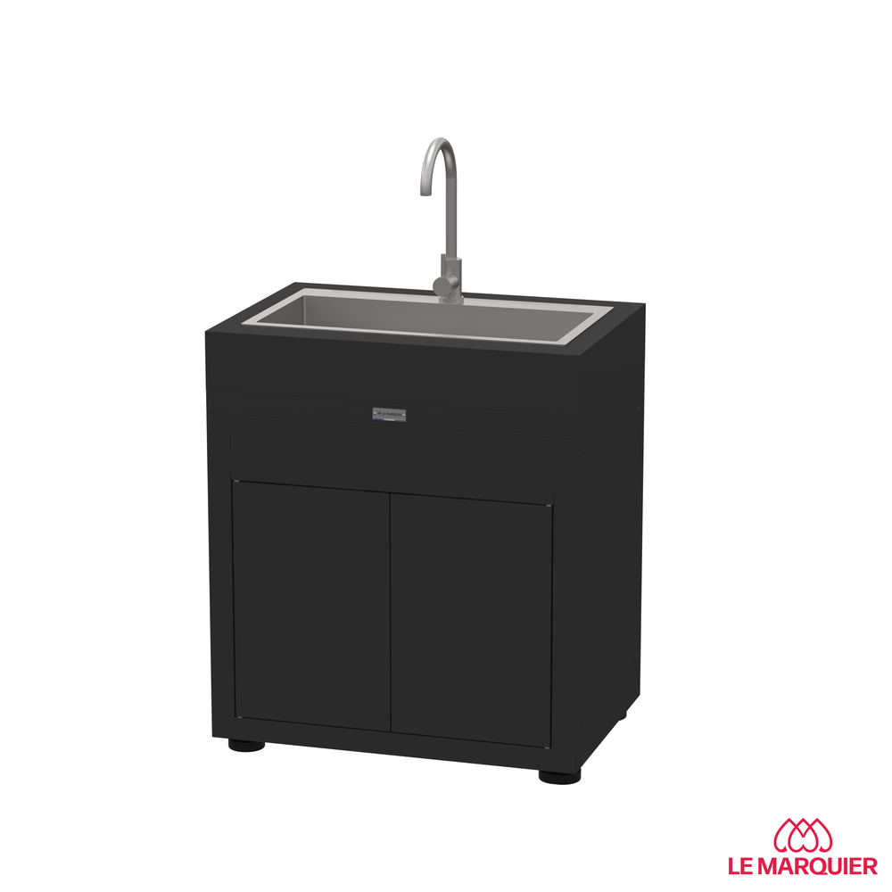 Meuble avec évier intégré, 80 x 55 cm Noir