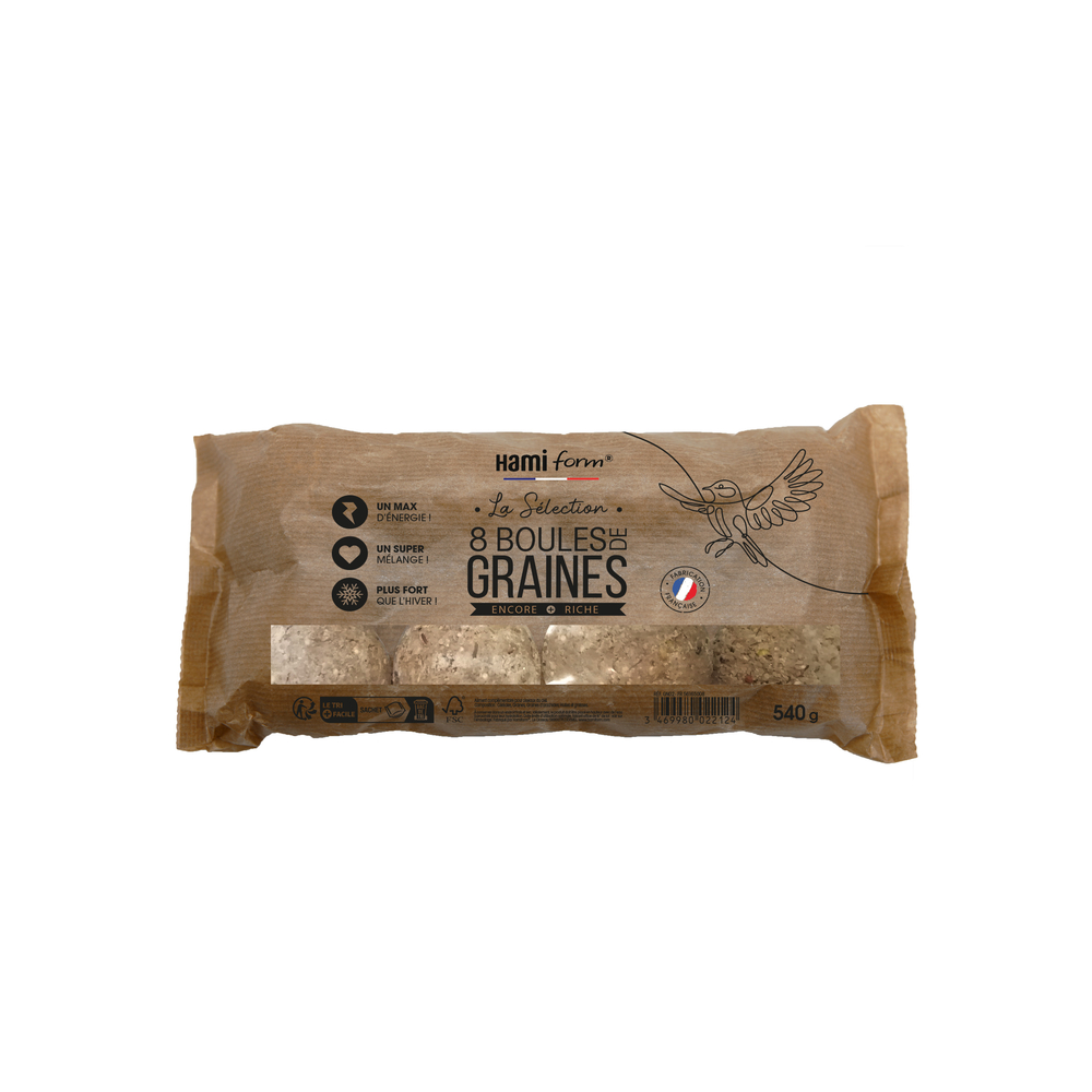 8 Boules de graines pour oiseaux du cie 540g