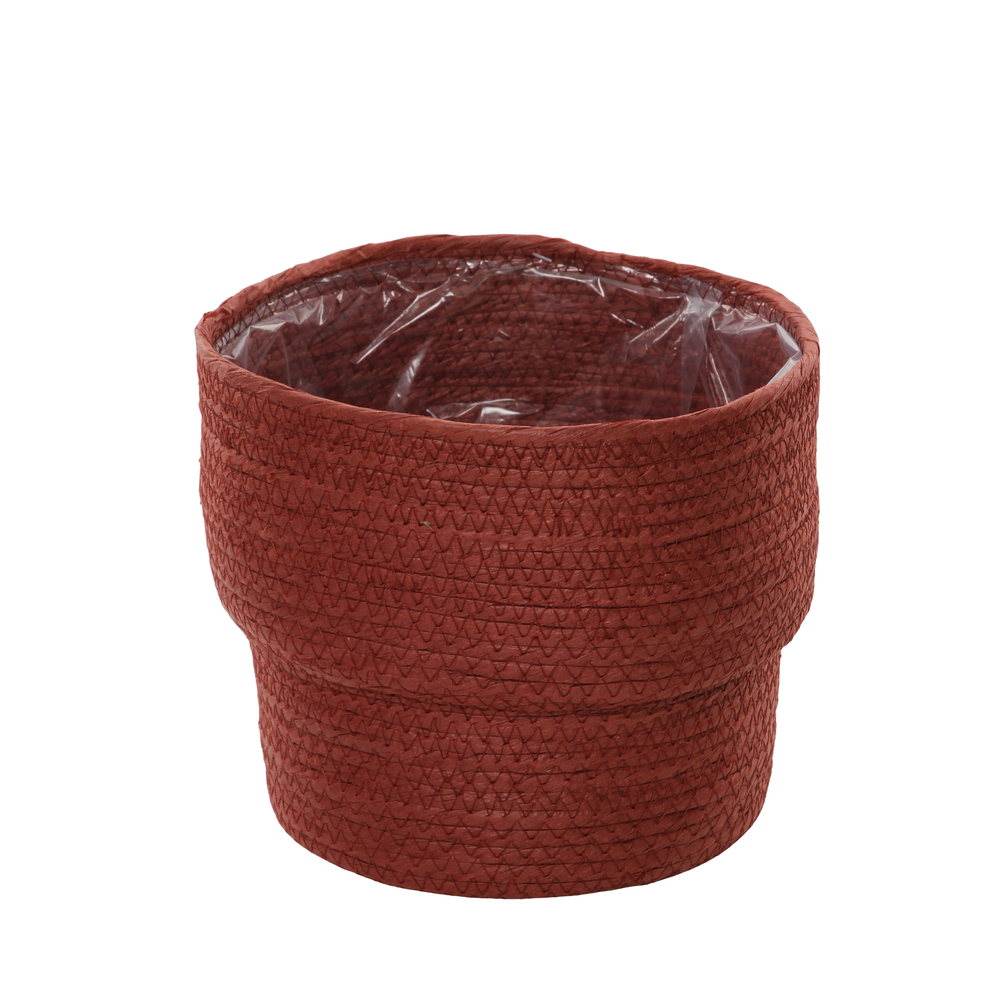 Cache-pot d'intérieur en fibres végétales Buck rond rouge H.15 x D17cm