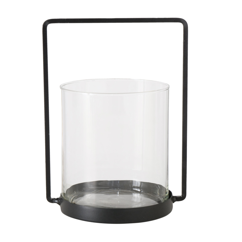 Photophore Everly en fer et verre - H.25cm